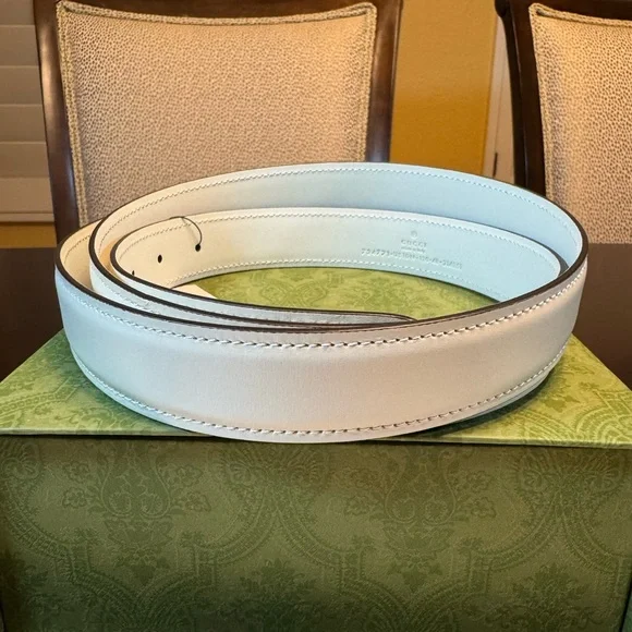 New Gucci GG Logo Buckle IvoryLeather Belt Size 48 / 120 cm Fits a Waist 42 - 48 - Picture 7 of 11